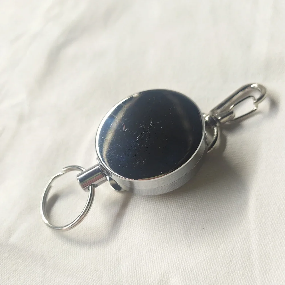 Metal ID Badge Holder Chest Staff Work Card Cover Case with Retractable Multifunctional Badge Reel Clips Keychain Pass Card Clip