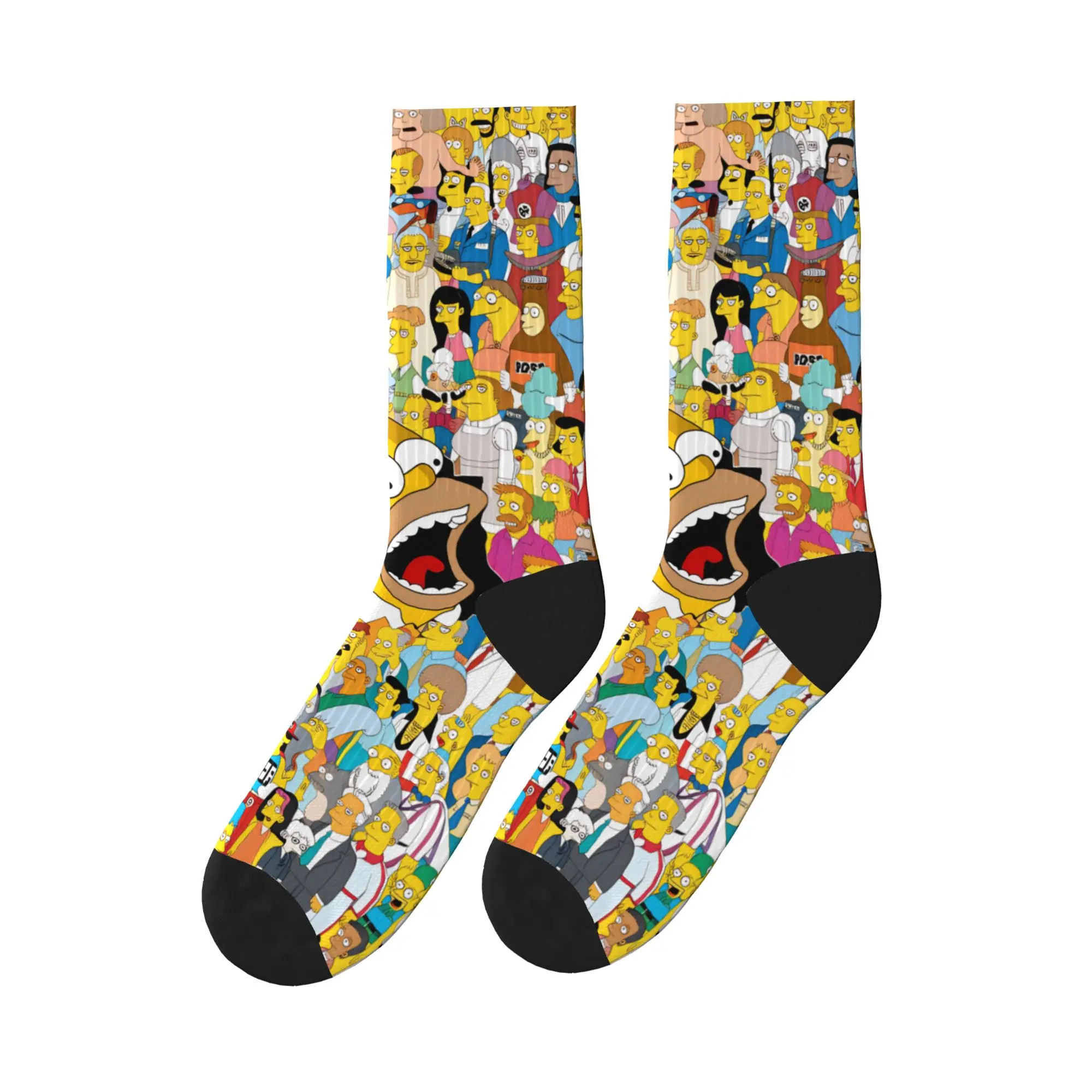 

S-Simpsons Characters Crowd Scene Socks Anti Bacterial Stockings Unisex Men High Quality Cycling Socks Spring Elegant Socks