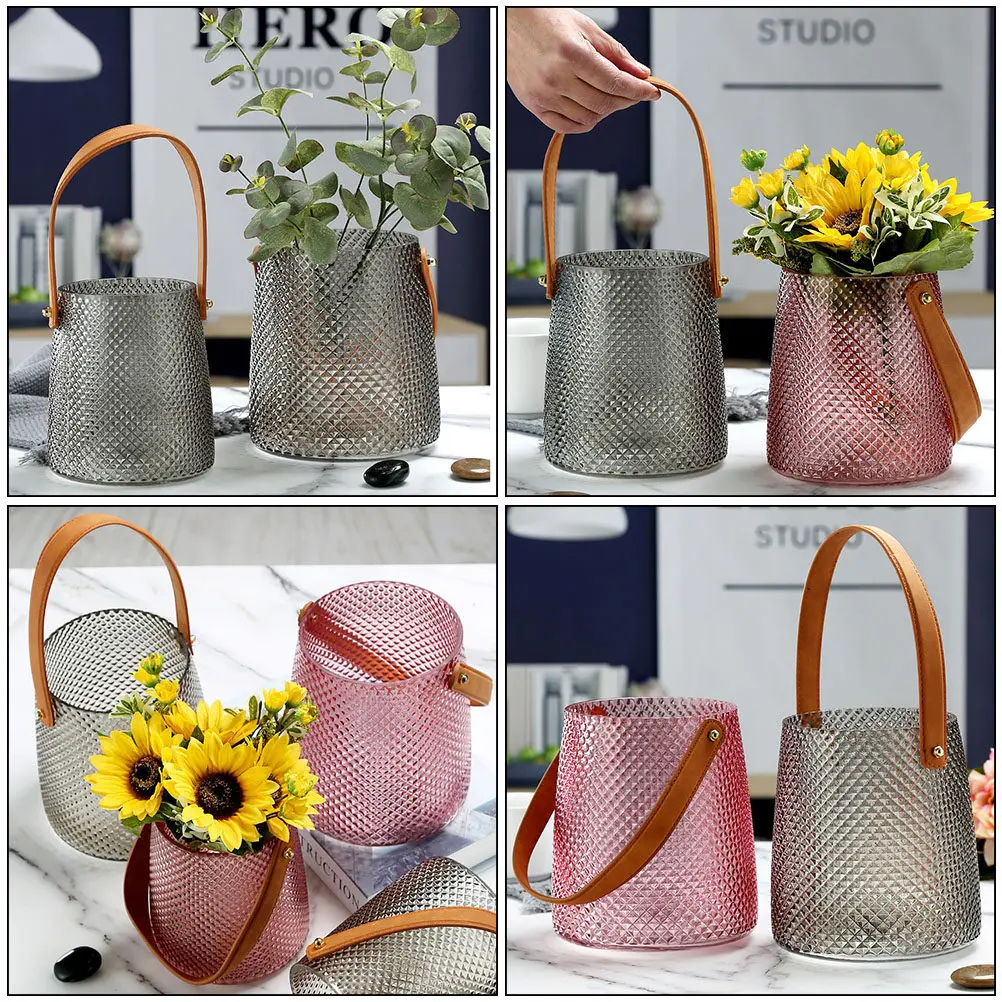 

1 шт. стеклянная ваза для цветов, креативная декоративная ваза серого цвета, устойчивая конструкция для дома, офиса, свадебного декора