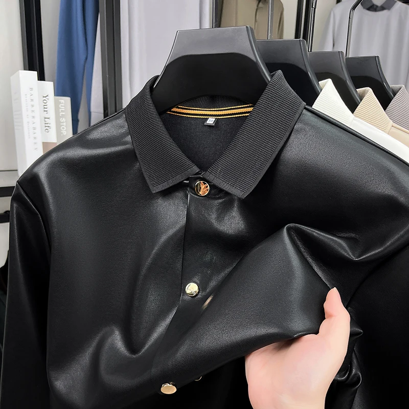 سترة رجالي كاجوال سترة طويلة الأكمام طية صدر السترة الياقة زر حتى نسيج ناعم خفيف الوزن ربيع الخريف أزياء رجال الأعمال #4