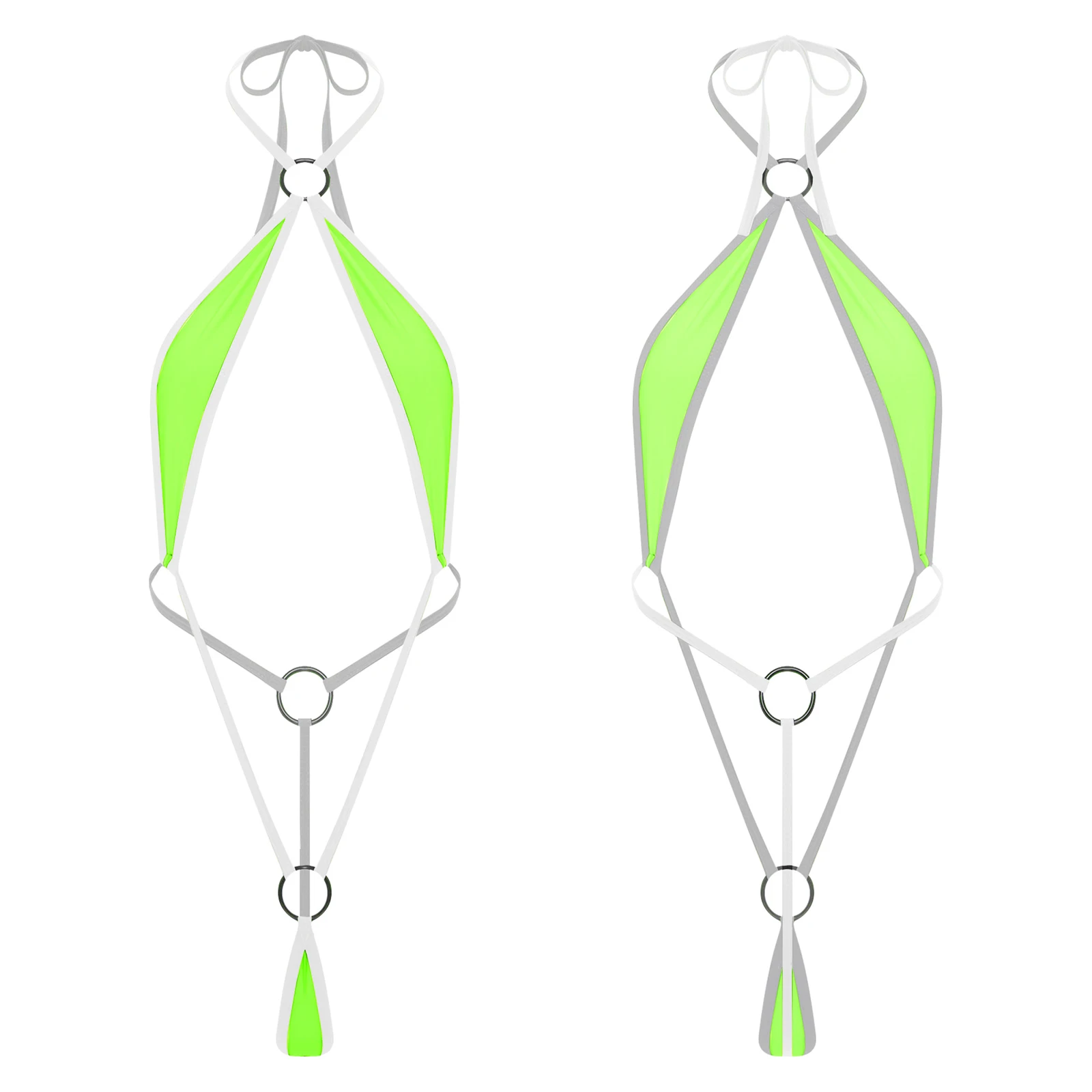 Bodysuit Bikini Seksi Mikro Wanita Halter Punggung Terbuka T-back Pakaian Renang Satu Potong Pakaian Mandi Leotard Berongga Lingerie Perawakan Pertunjukan