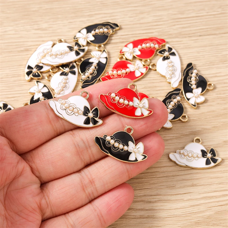 10 قطعة 26x16 مللي متر لطيف المينا السيدات قبعة Charms المعلقات لصنع المجوهرات انخفاض الأقراط القلائد أساور اكسسوارات DIY بها بنفسك الهدايا #2