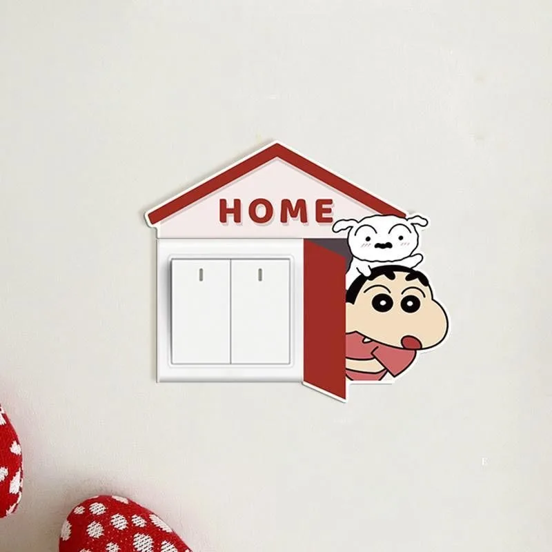 Cute Crayon Shinchan Creative Switch Stickers Anime Peripheral Socket Protection Cover Beautify Room Decoration Wall Stickers