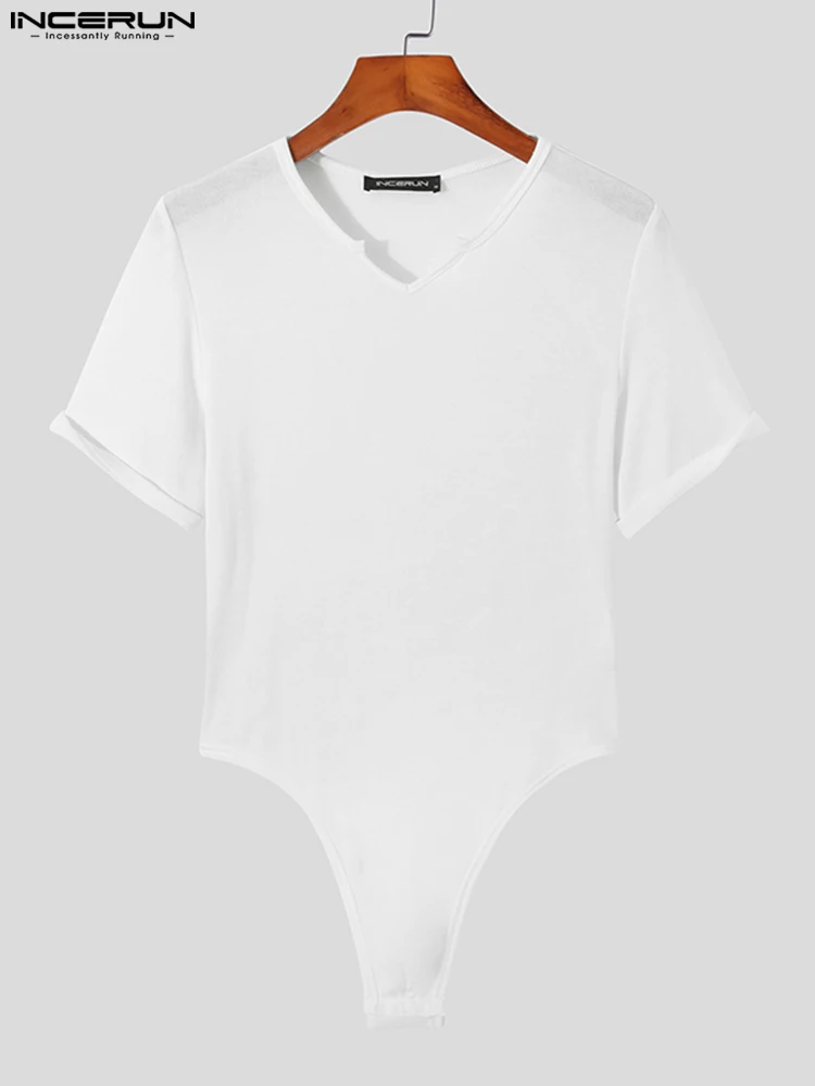 Lässige gut sitzende Herren Overall Incerun heißer Verkauf solide kurze Ärmel bequeme Unterwäsche lässig stilvolle männliche Bodysuit S-5XL