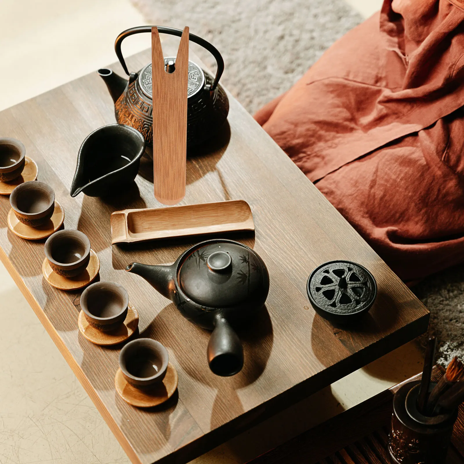 

Tea Cup Lid Lifter Teapot Gongfu Holder Bamboo Tongs Kitchen Accessory Fork Nonslip Insulated Easy Clean Practical Use Smooth