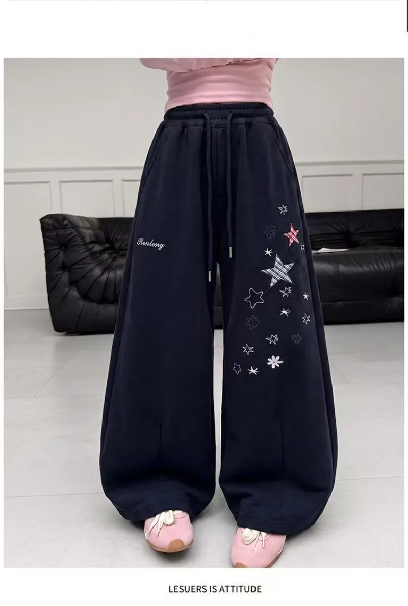 Kinder Mädchen Herbst Jogginghose UNITIM Teenager Mädchen Sternenmuster Lässige Sporthose Locker Sitzend mit Elastischem Bund 4-14 Jahre Junior Mädchen Hosen – Detail 17