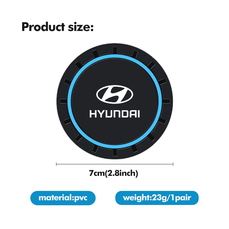 Car Coaster Silicone Water Cup Slot Non-Slip Mat PVC Pads For Hyundai Ioniq Sonata Elantra Solaris Creta Accent SantaFe