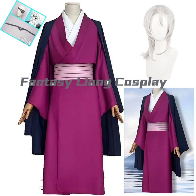 Disfraz de Anime Uzui Tengen, peluca, máscara para los ojos, capa tipo kimono, antifaz, uniforme para hombre, Halloween, carnaval, fiesta de Navidad, S-2XL