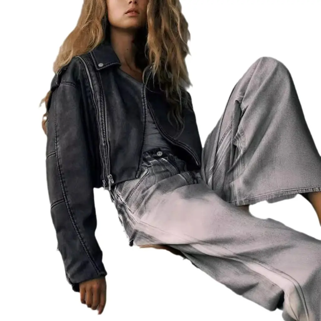 Jaqueta de couro curta feminina outono inverno lapela oblíqua zíper estilo topo por 2024 desejo moda outerwear para senhoras