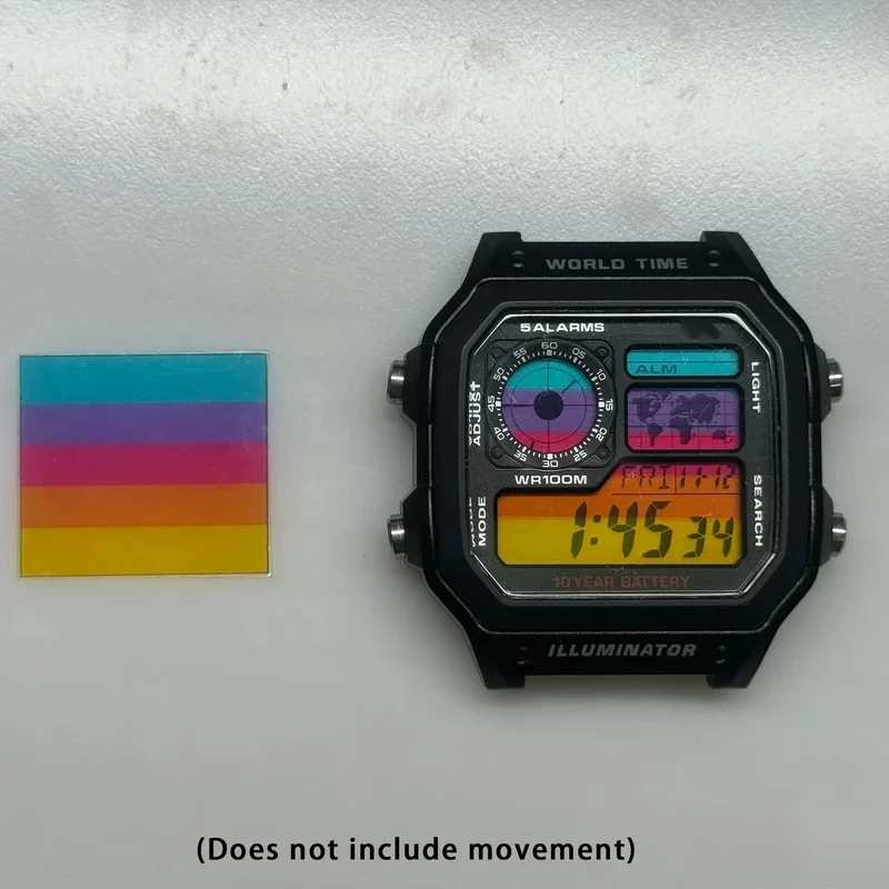 2PCS AE-1200 For Casio Small Square AE1200 AE1300 1400 Dial Modification Kit 3299 Movement Color Stickers DIY Screen accessories