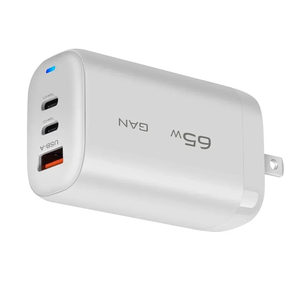 

65W USB Charger 2 Port PD Type C Fast Charger for Xiaomi 13 Pro iPhone 11 13 Mobile Computer Charger US-Plug White