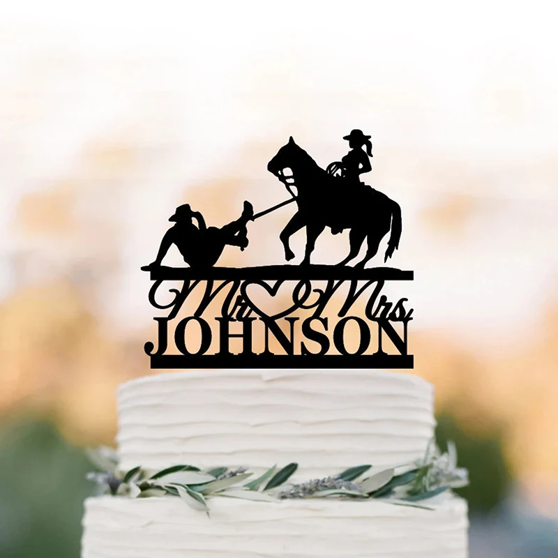 Cowboy Cake Topper Personalized Cowgirl Wedding Cake Topper With Horse Farmer Cowboys Wedding Cake Topper Mr And Mrs