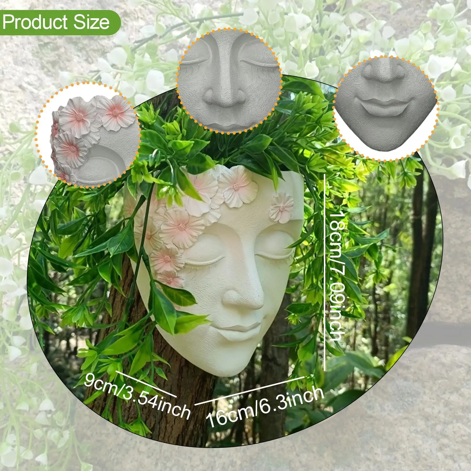 Face Sculpture Planter Outdoor Decoration for Balcony Courtyard Outside