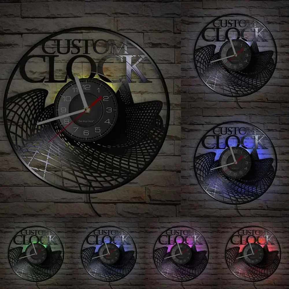 Custom Order Your Design And Logo Personal Personalized Vinyl Clock Vintage Customization Record Watch Timepieces New Year Gift