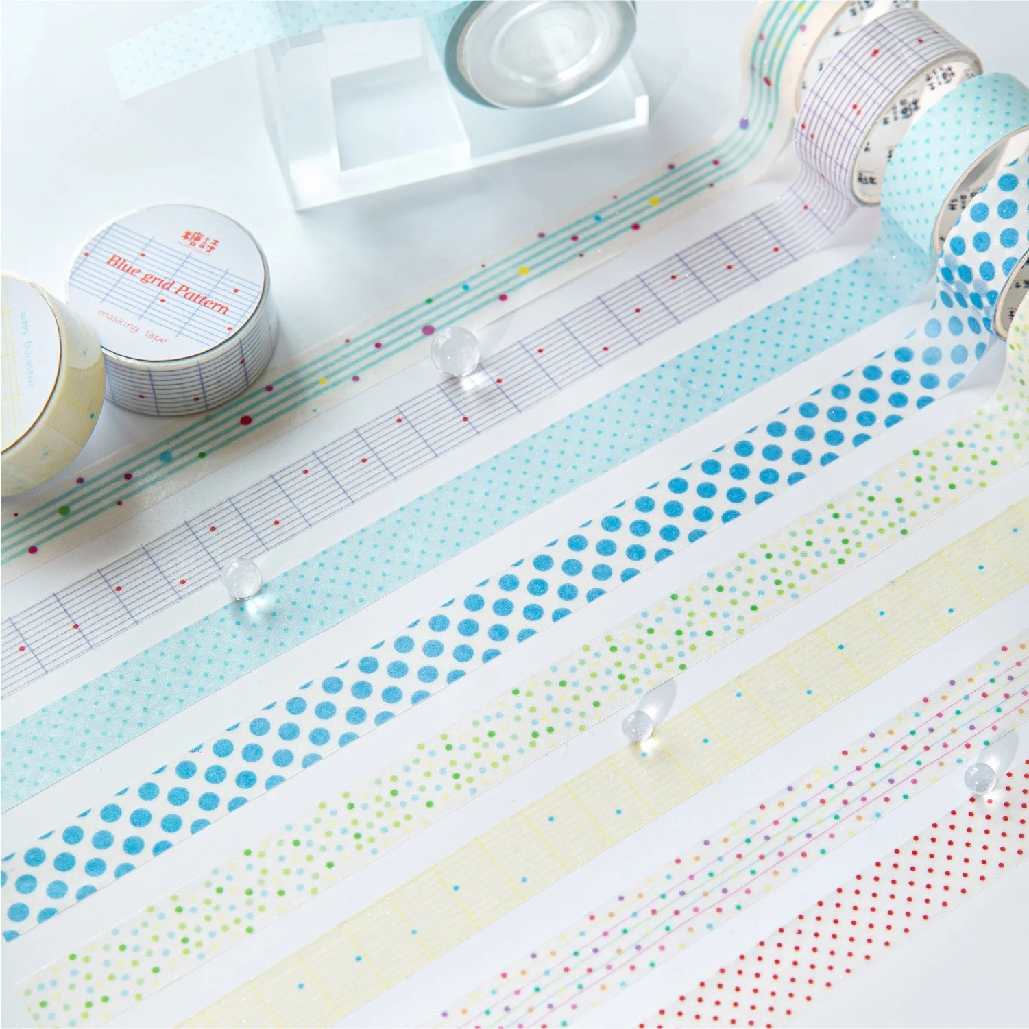 2Meter Sparkle Glassine Tape Candy Island Series Polka Dot Pattern Minimalist Design for Journaling and DIY Decor