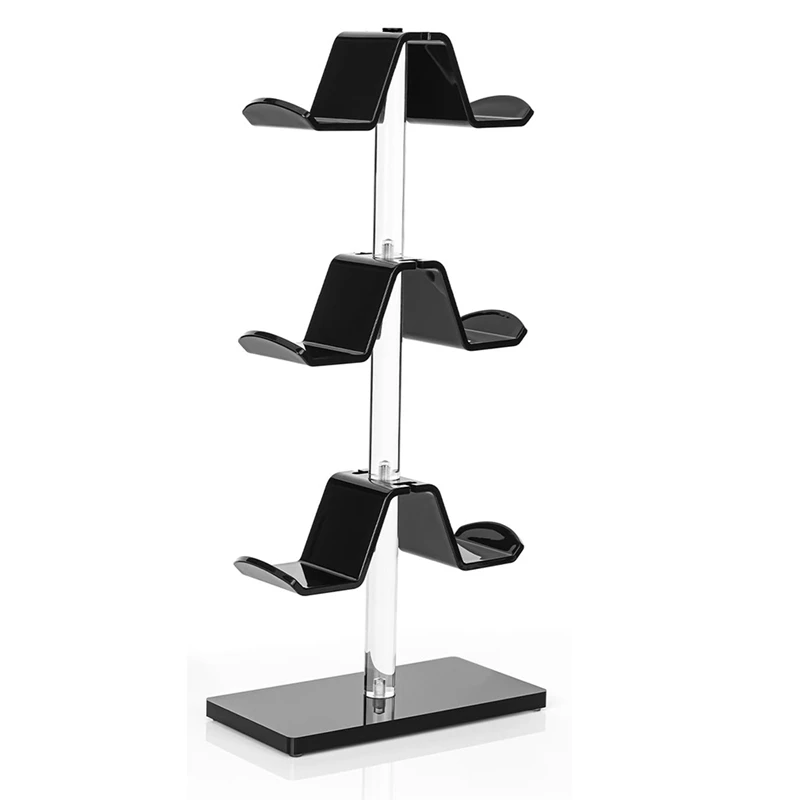 AU61-Controller Holder Headset Stand 3 Tier,Adjustable Acrylic Gaming Controller Stand For Universal Headsets And Controllers