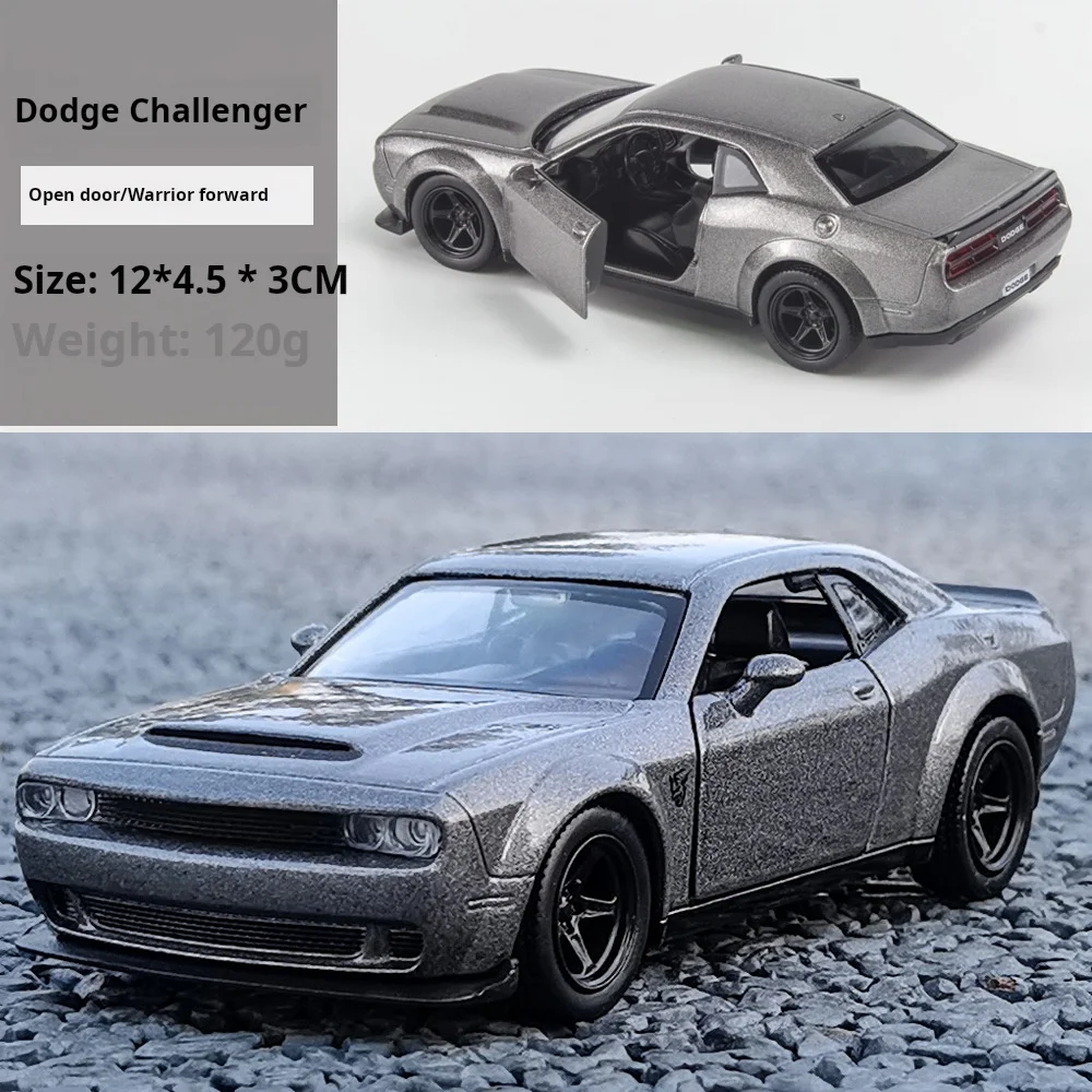 1: 36 Dodge Challenger Hellcat Toy Car for  Scale Die Cast Metel Cars Toy Pull Back Model Cars