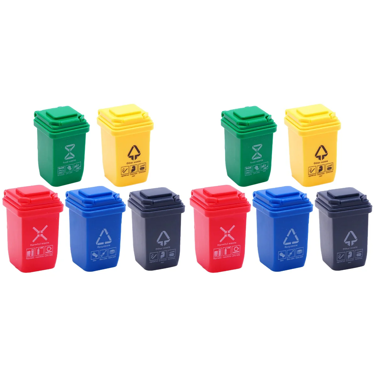 

Set of 2 Household Items Mini Trash Can Garbage Model Miniature Waste Bin Small Simulation Scene Sand Table Child