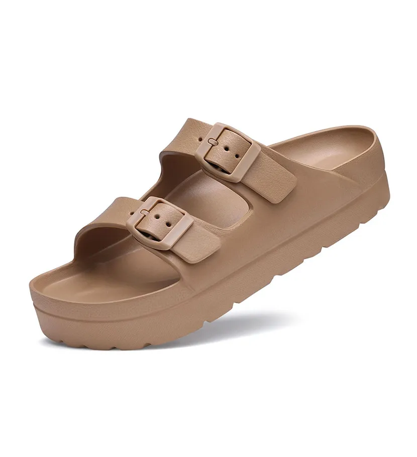 Smile Damen Sommer Bequeme Schaumstoff-Hausschuhe Plateau-Sandalen mit Fußgewölbeunterstützung Slides Verstellbare Schnalle Sommer-Strandsandalen – Detail 15