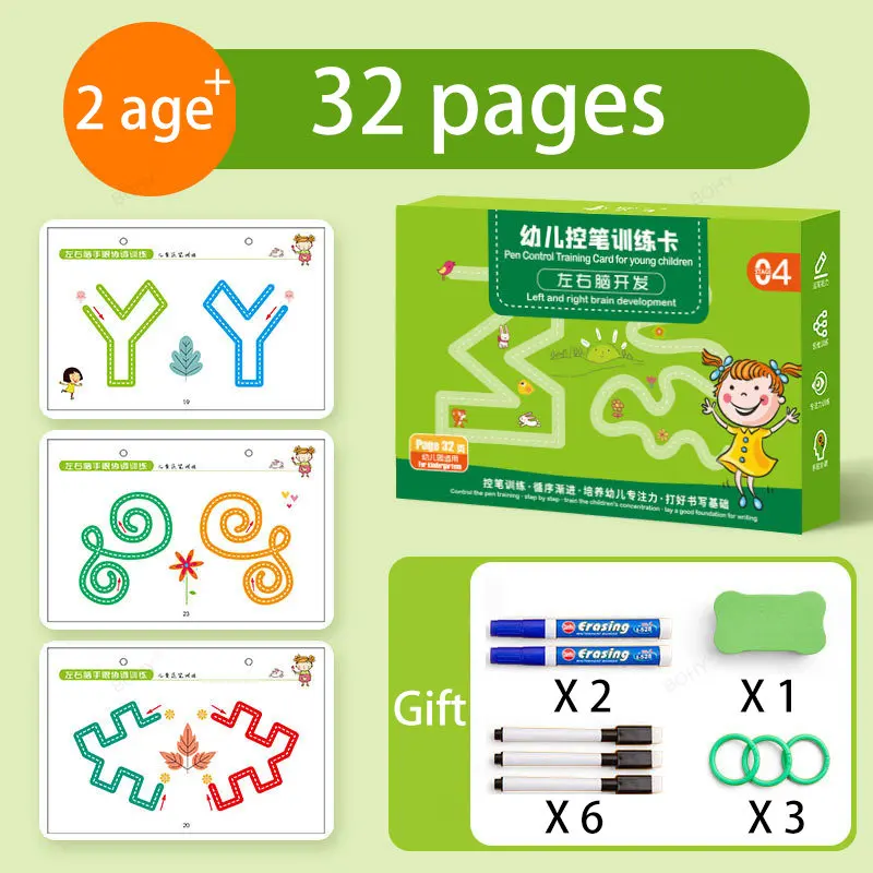 Drawing Book Toddler Learning Magical Tracing Workbook Reusable Calligraphy Copybook Practice Children Montessori Drawing Toy