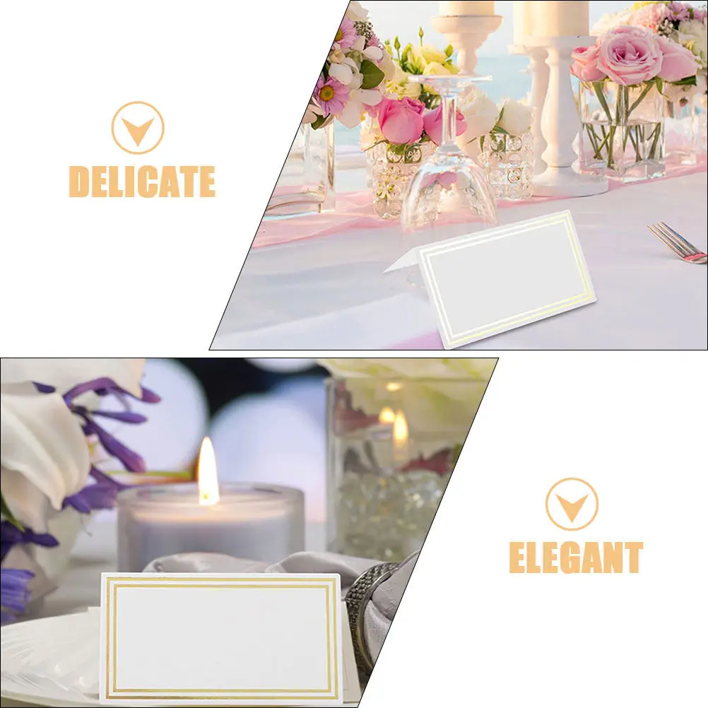 80Pcs Gold Foil Wedding Place Cards Elegant Folding Paper Tent Table Cards for Banquets Parties Tabletop Place Card