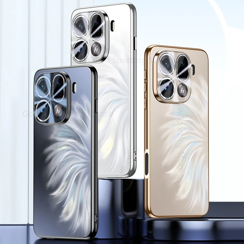 

3D Laser Colorful Matte Acrylic Phone Case For OPPO Find X9 Pro Plating Soft Bumper Phone Cover For Oppo Reno14 13 Pro Lens Film