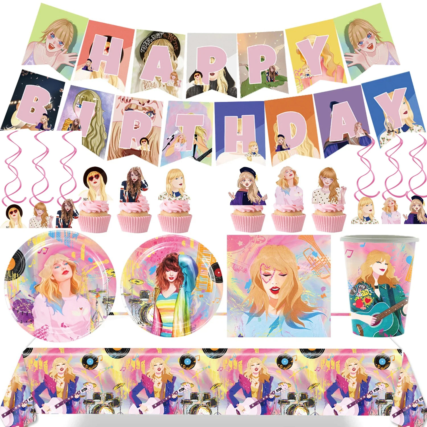 

NEW Star Taylor-Swift Theme Music Birthday Party Custom Decor Disposable Tableware Background Balloon Baby Shower Girl Gift