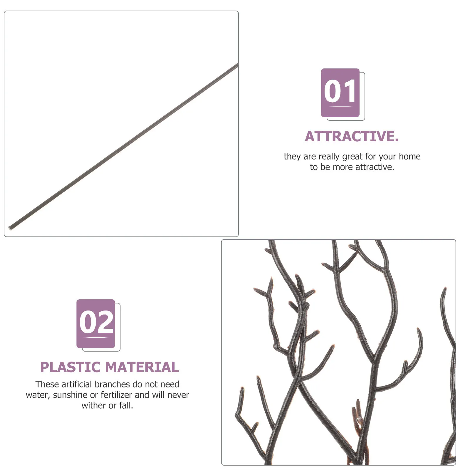 

10Pcs Artificial Plastic Branches Fake Dried Tree Stems DIY Craft Decorative Vase Filling Branches for Home Decoration