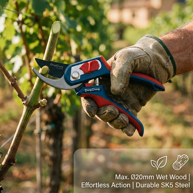 8 Inch Heavy Duty Pruning Shears, SK5 Teflon Coated Blade, Adjustable Opening & TPR Grip for Thick Branches & Fruit Trees