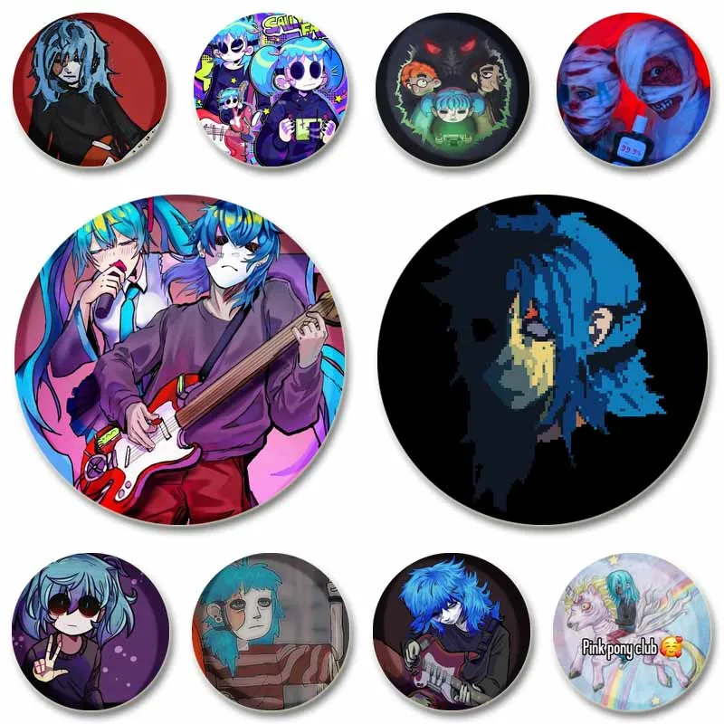 Horror Game Sally Face Enamel Pins Handmade Custom Round Brooch Creative Lapel Badge Backpack Clothing Accessories Jewelry Gifts