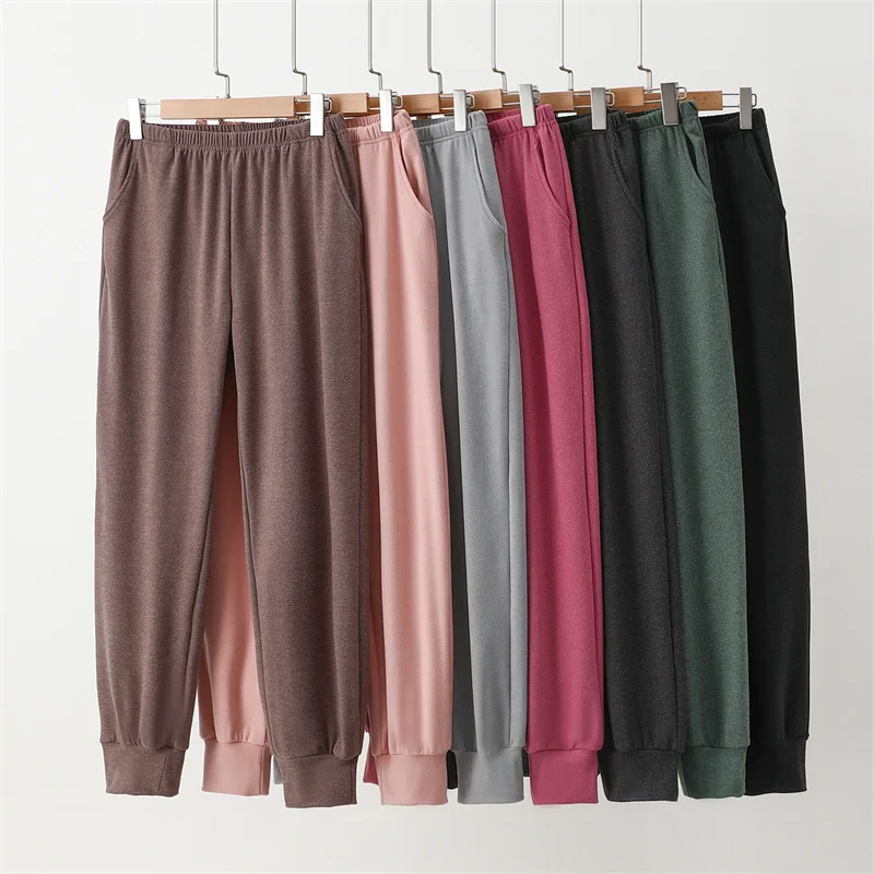 Women's Loose Fleece Lined Thickened Casual Pants German Velvet Autumn Winter Sports Pants Slimming Long Trousers Cuffed Pants