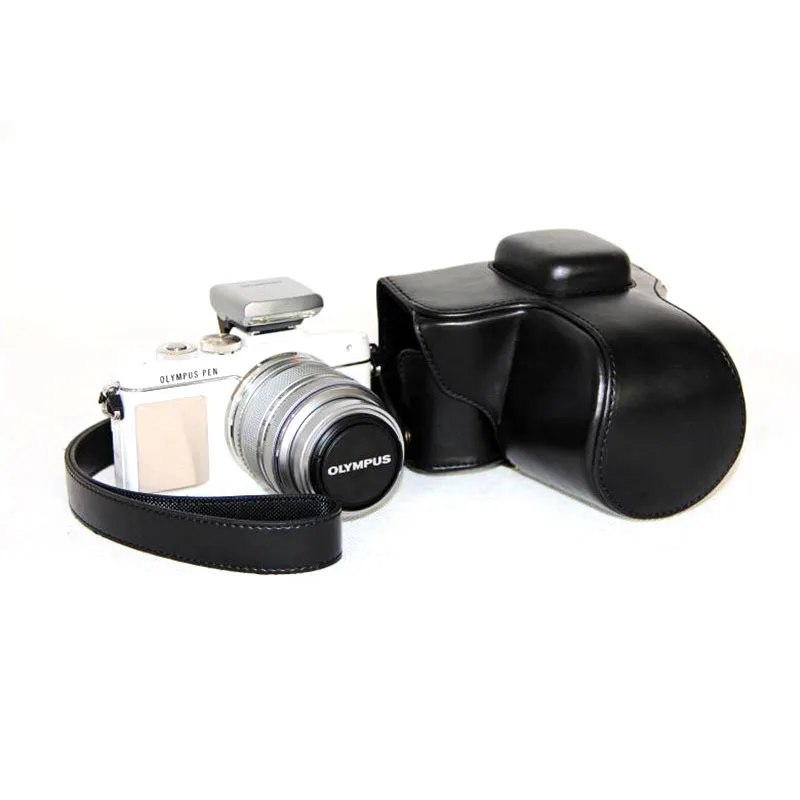 PU Leather Case Camera Bag Full Body Protector for Olympus EPL7 E-PL7 EPL8 E-PL8 EPL9 E-PL9 Protective Cover with Shoulder Strap - Image 3