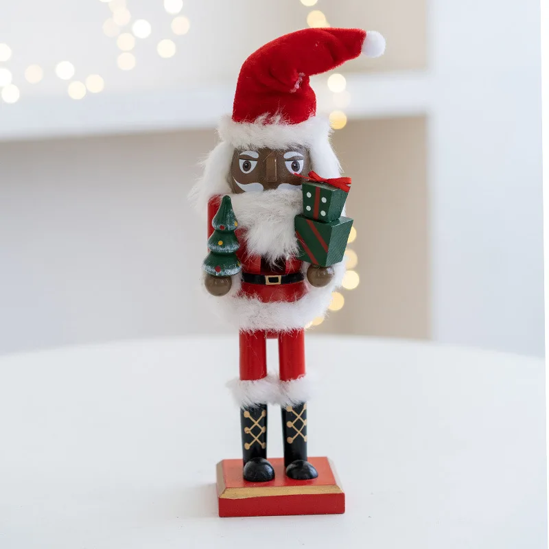2pcs Elderly Elf Wooden Creative Nutcracker Soldier Ornament 27cm Christmas Living Room Foyer Wine Cabinet Decoration Ornament