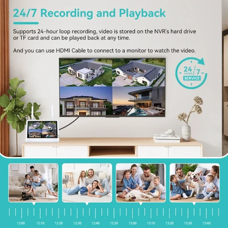 5MP 8CH 4CH 8MP 7-Inch LCD Screen Wireless Wifi NVR Security System Support AI Human Detection Audio Video Recorder iCSee Xmeye