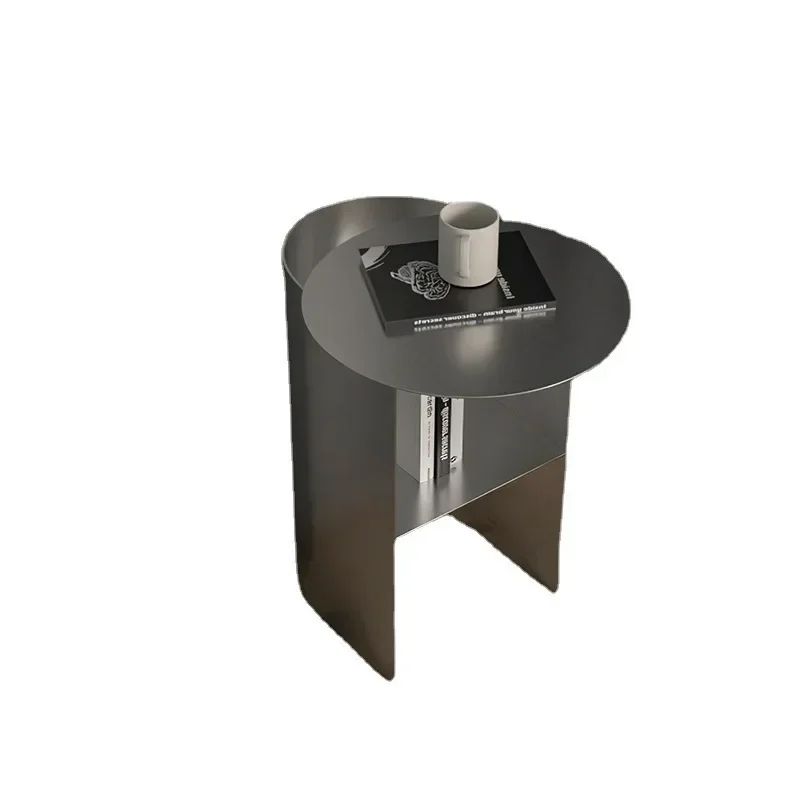 

Stainless steel art bedside table, Nordic light luxury metal bedside table, designer modern simple small shelf