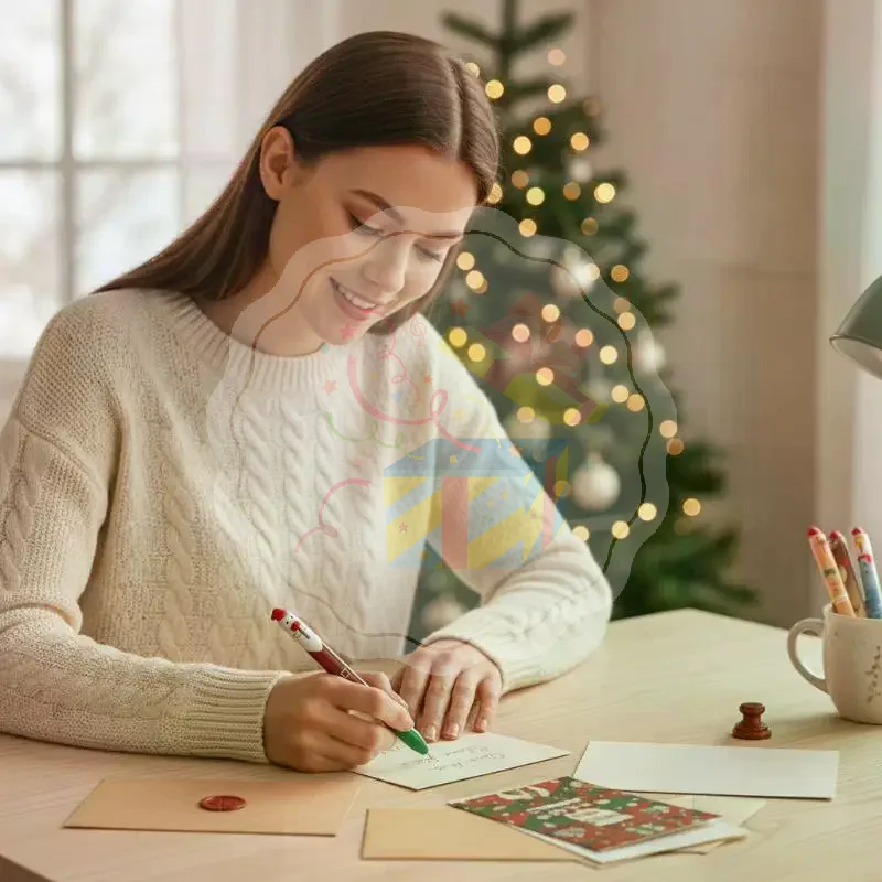 Christmas Themed Retractable Ballpoint Pen Quick Dry Ink 0.5mm Nib Stationery for School Students Christmas Gift