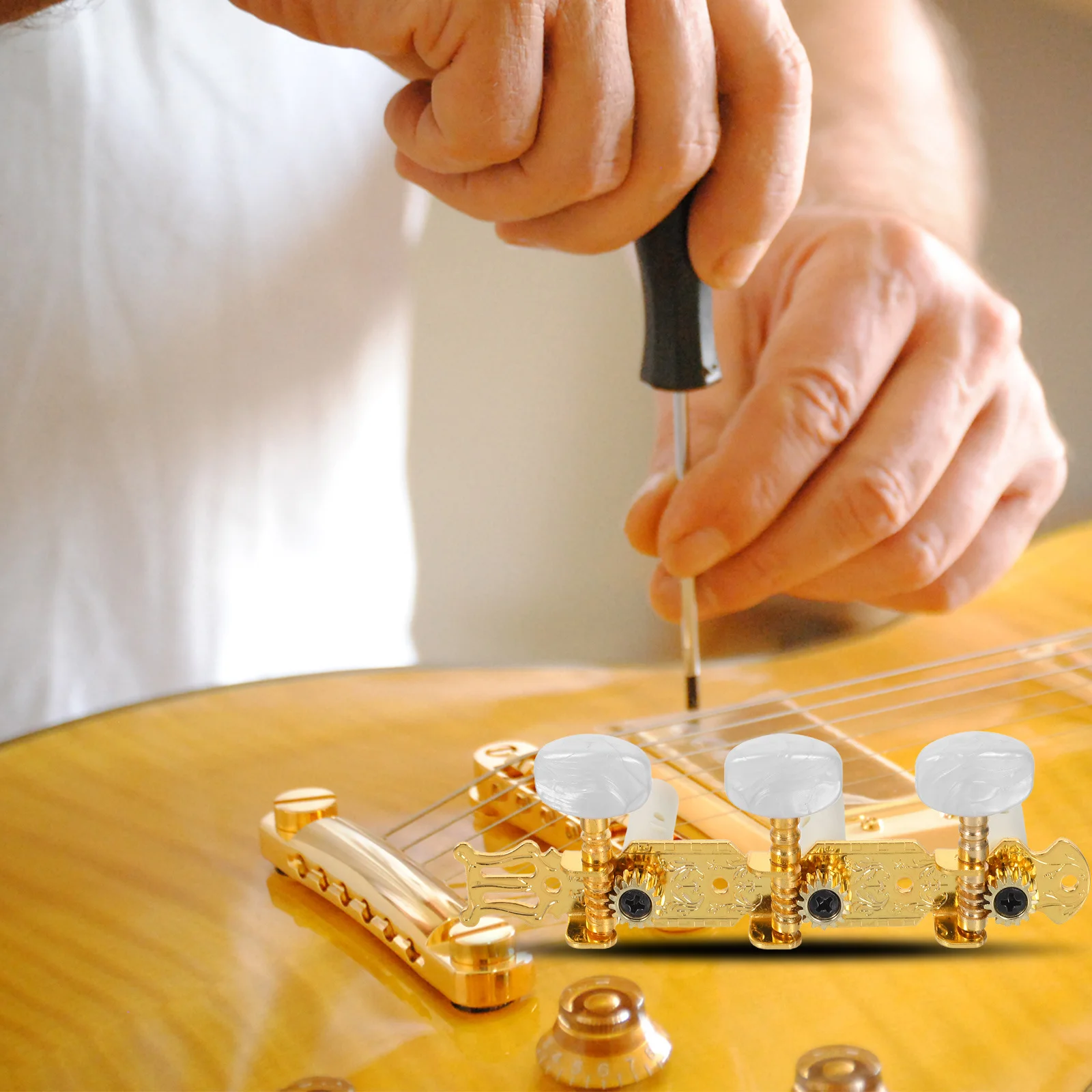 2 قطعة ضبط أوتاد الغيتار الصوتية استبدال أجزاء المفتوحة نمط المستقبلون ل تعديل القيثارة الغيتار الشعبي متوافق