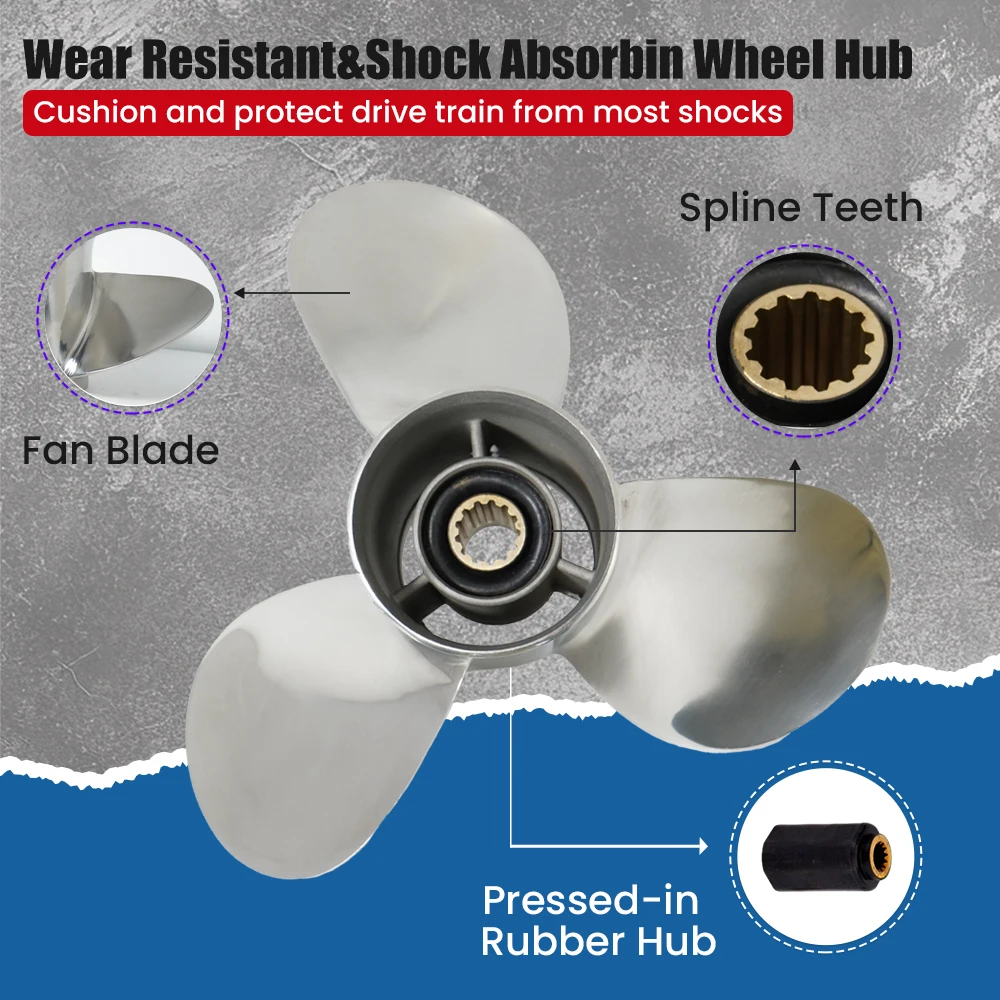 Boat Propeller For Yamaha 25hp 30hp 40hp 48hp 50hp 55hp Outboard Screw 11x15 Boat Motor Stainless Steel Propeller 3 Blade 13 - Image 2