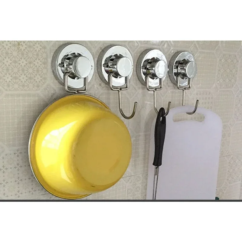 Stainless Steel Removable Suction Cup Shower Vacuum Suction Cup Towel Hanger Bathroom Kitchen Wall Door Single DoubleTriple Hook