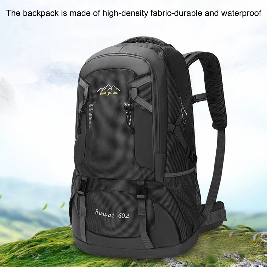 60L Backpack Outdoor Large Capacity Waterproof Rucksack Climbing Pack Zippered Portable Lightweight Bag