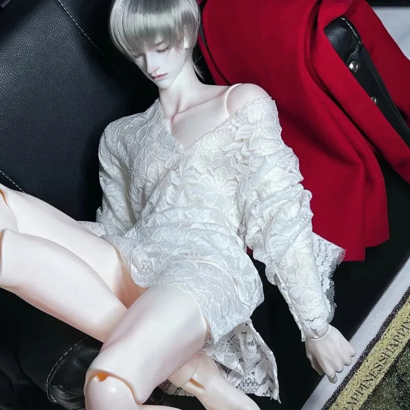 

1/3 Doll's Clothes for 75cm Male Bjd Doll Lace Shirt Loose Casual Mid Length Top Dress Up Play House Doll Accessories, No Doll