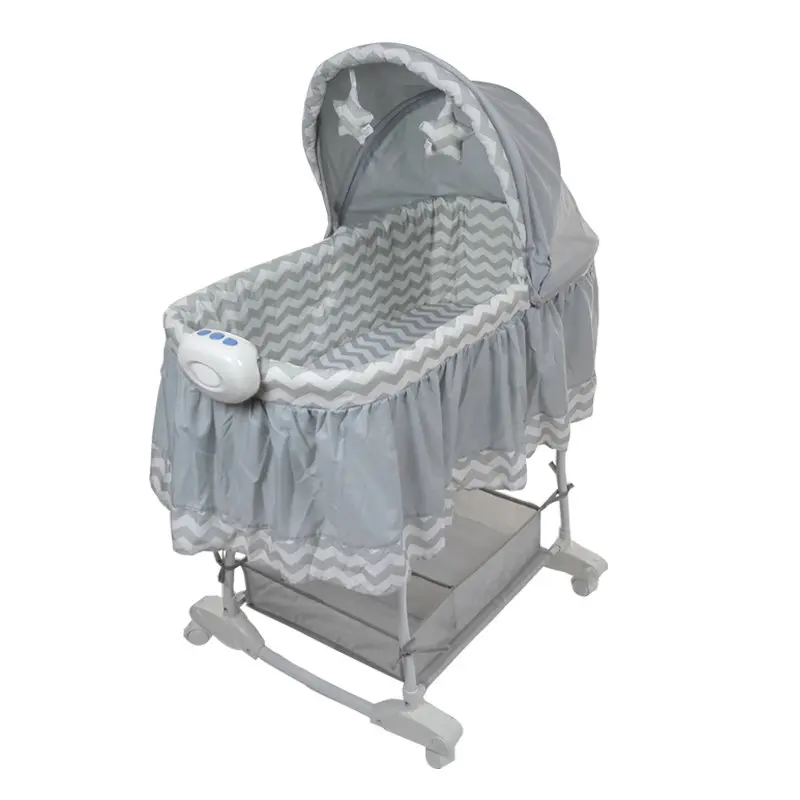 

Newborn Baby Cradle Princess Baby Bassinet Bed With 4 Universal Wheels, Baby Rocking Crib, Musical Baby Bed With Mosquito Net