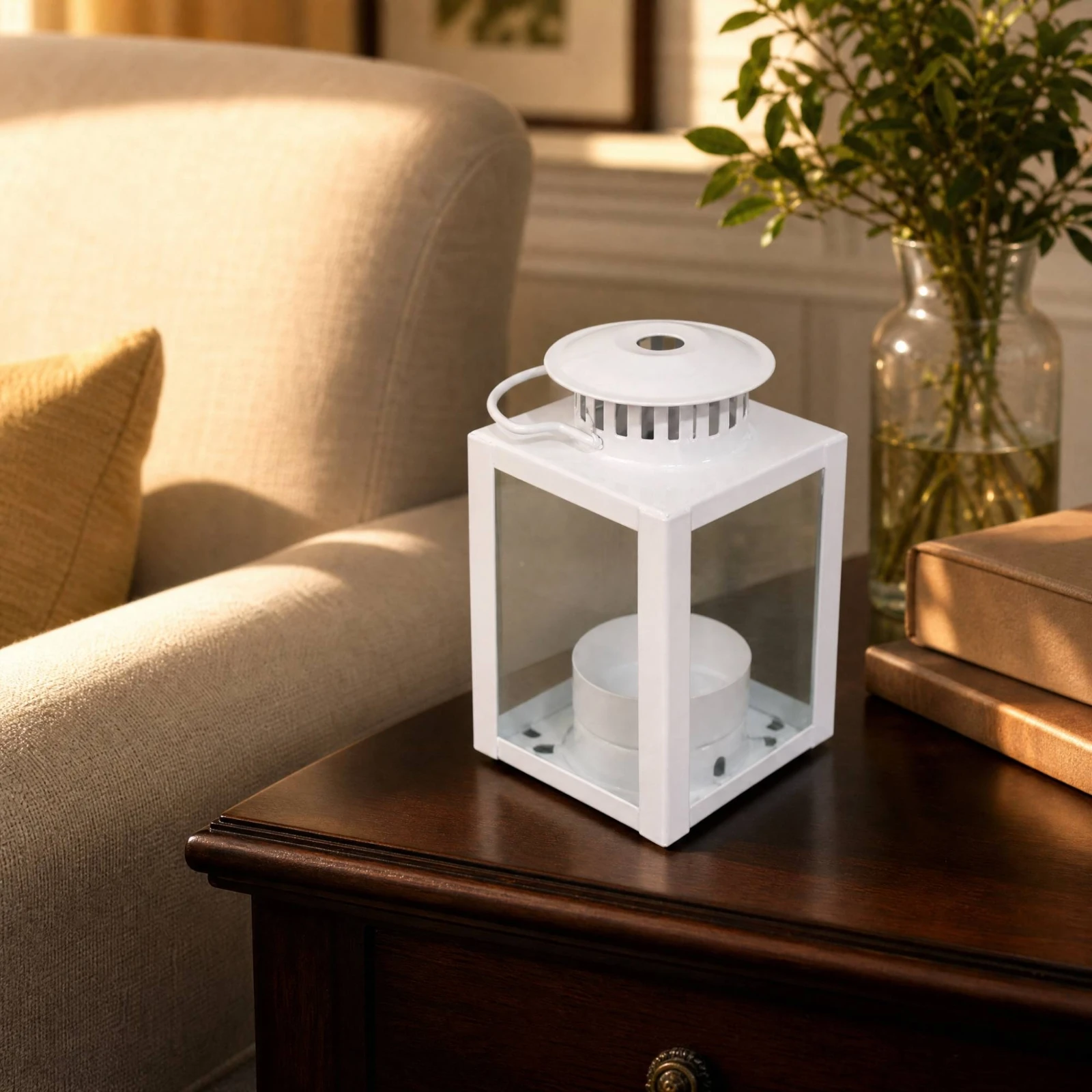 Metal Candle Lantern Vintage-Inspired Iron Candle Lantern with Ventilated Top Square Frame Tealight Holder Rustic Sturdy