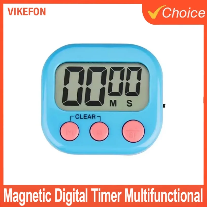 

Магнитный многофункциональный цифровой таймер с ЖК-дисплеем, электронный таймер для кухни, обратный отсчет для выпечки, общежитие, обучение, напоминание, подарок