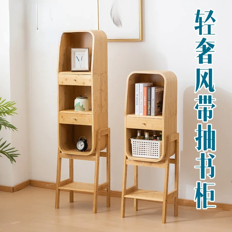 Bookcase, student household storage cabinet, integrated bamboo bookcase, children's kindergarten storage rack, office bay window