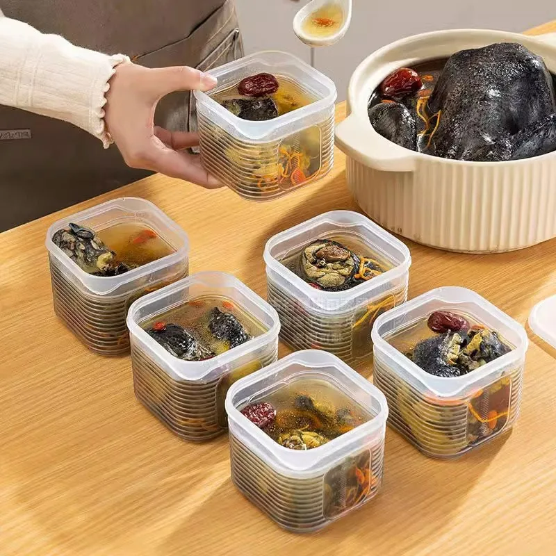 Transparent 6-compartment Storage Box with Lid Multifunctional Fruit Spice Preservation Container Food Kitchen Storage Tool