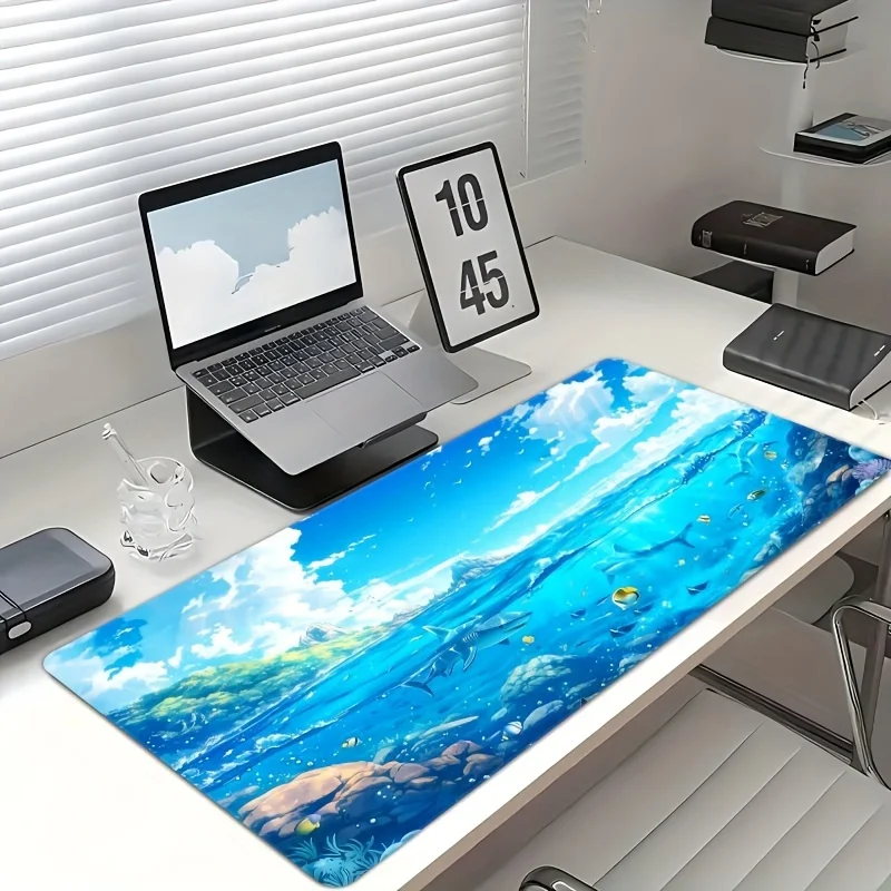 Anime Ocean Underwater Shark Extra Large Gaming Mouse Pad Non-Slip Rubber Desk Mat for Gaming