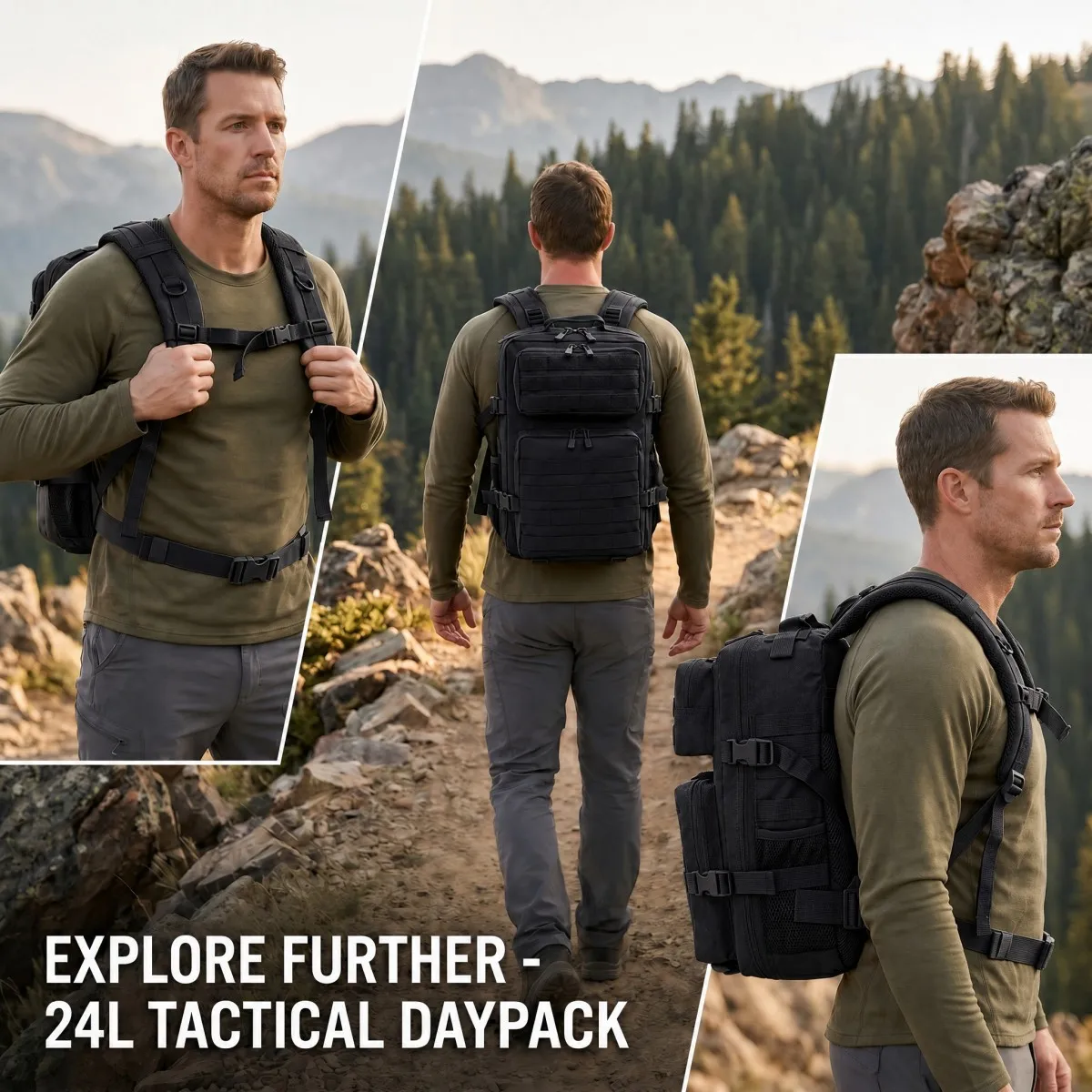 

24L Tactical Backpack For Men/Women Molle Design Outdoor Camping Hiking Hunting Travel Daily Use Backpack