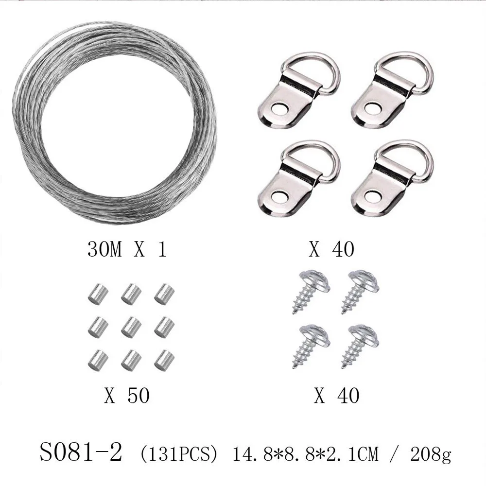 135Pcs 10M Picture Hanging Wire Kit Photo Frame Hanging Kit Picture Hanging Kit With Nails For Wall Mounting