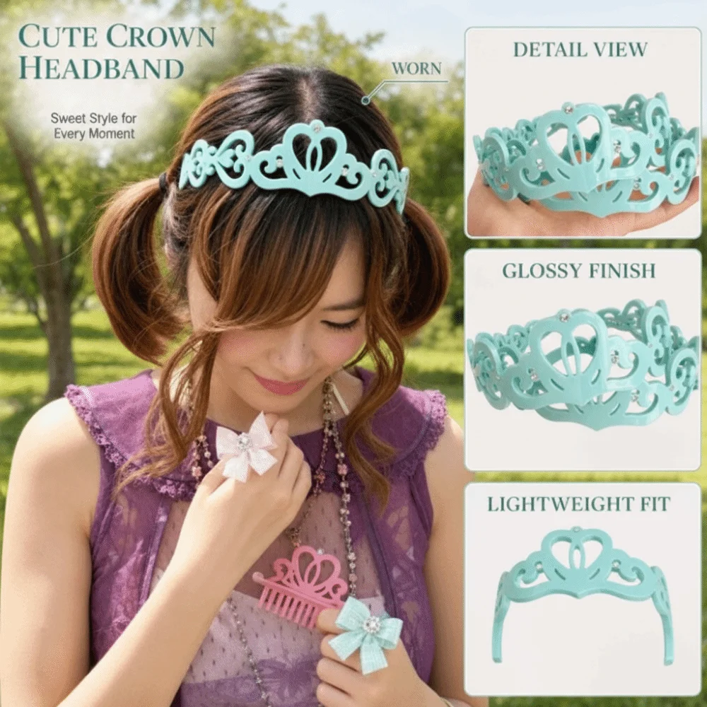 Acetic Acid Material Decorative Hairband Diamond Ornament Vine Pattern Crown Hair Hoop Crown Shape Hollow Design